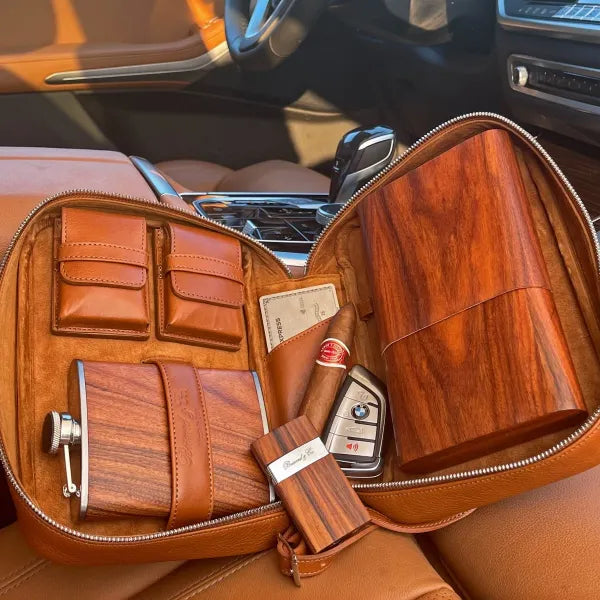 BRIZARD Havana Traveler - Tan Leather and Rosewood HDTTR
