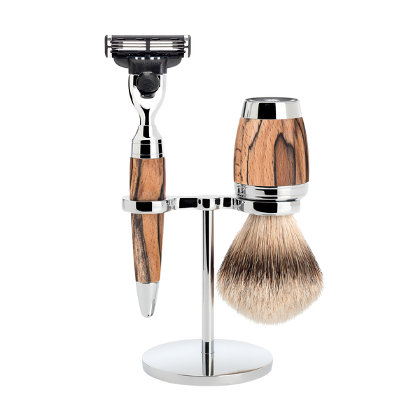MUHLE - STYLO Spalted Beech Shaving Set Brush and Mach3 S 091 H 72 M3