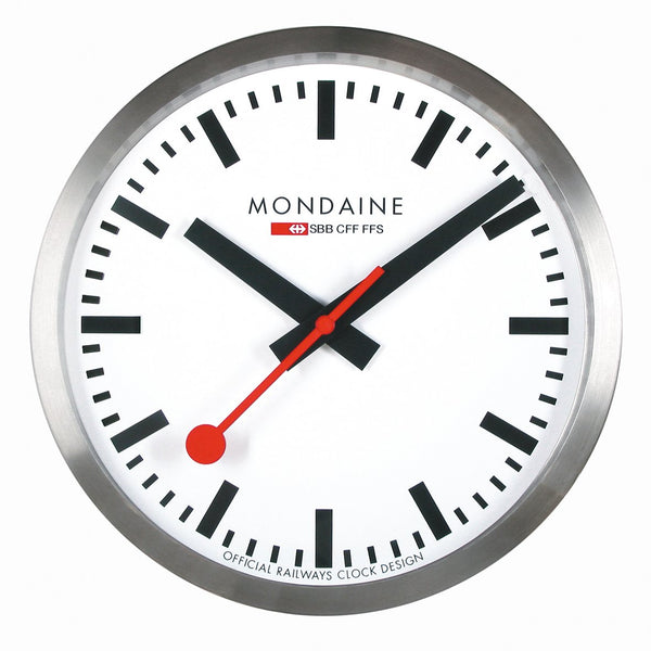 Mondaine Wall Clock Silver Frame 25 cm A990.CLOCK.16SBB