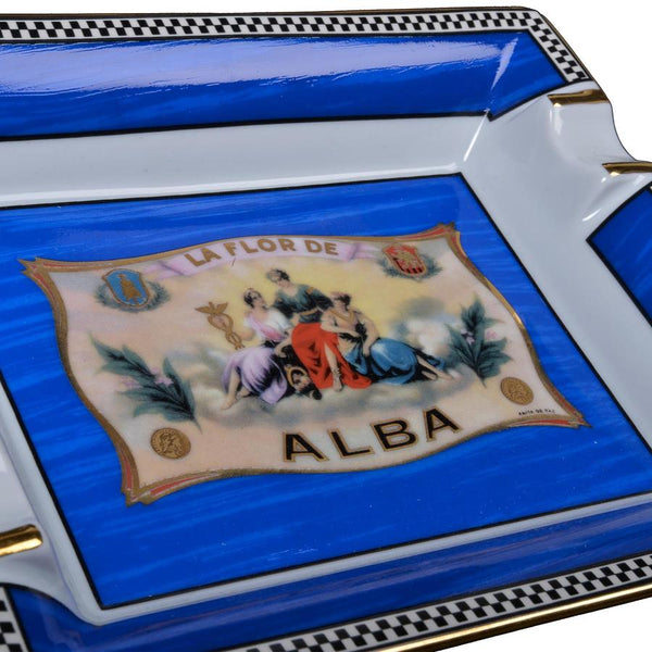 Elie Bleu Porcelain Ashtray With 2 Gold Bridges: Alba Blue
