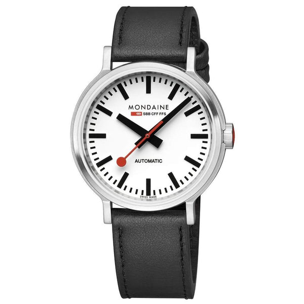 MONDAINE Automatic Backlight , 41mm, Black Leather Watch, MST.4161B.LB ORIG.AUTO