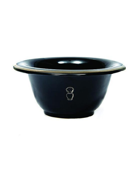 PureBadger Collection Shaving Bowl, Black Porcelain With Silver Rim