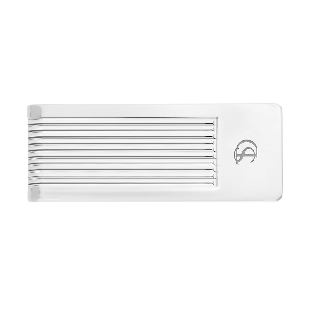 S.T. DUPONT Chrome Silver Lines Money Clip 003087