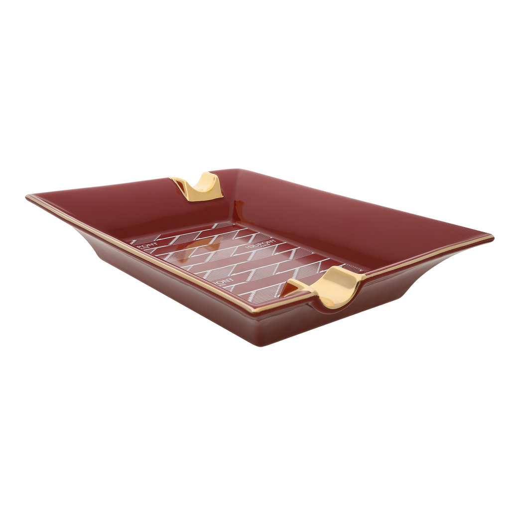 S.T. Dupont Porcelain Ashtray Monogram 1872 burgundy 006478