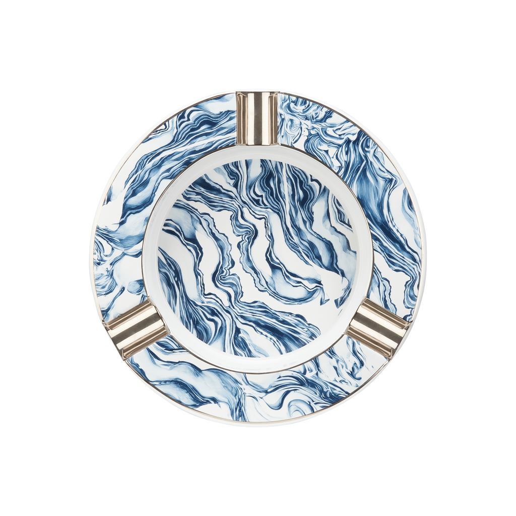 S.T. Dupont Porcelain Ashtray Blue Wave 006726