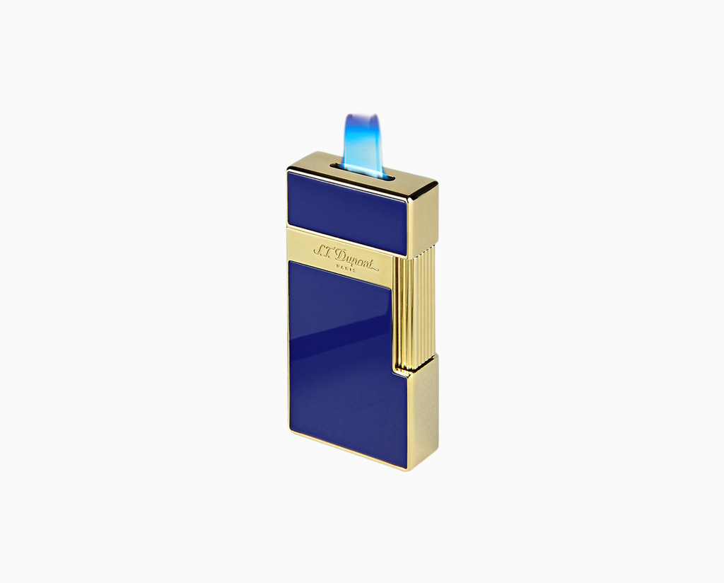 S.T. Dupont  BIGGY LIGHTER BLUE LACQUER AND GOLD  025005
