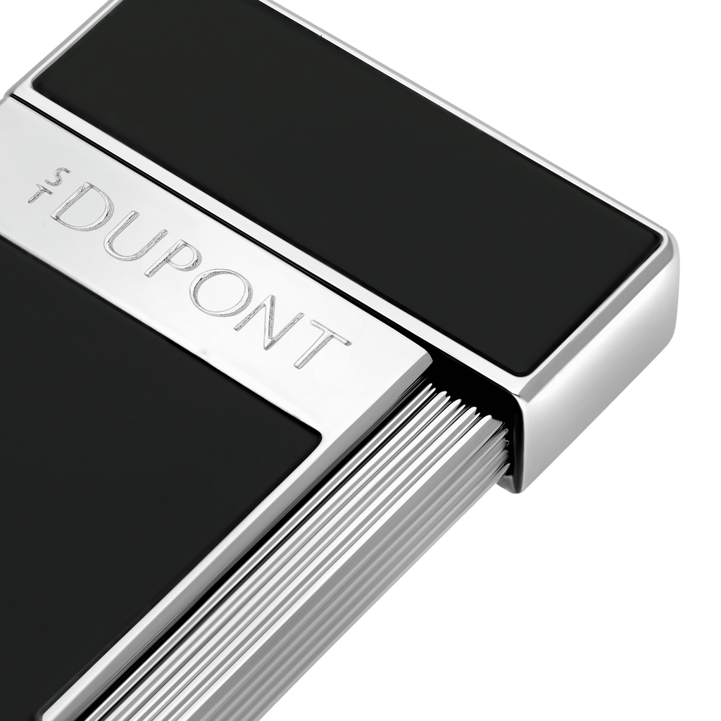 S. T. Dupont SLIMMY  Lighter  Black Lacquer & Silver 028221