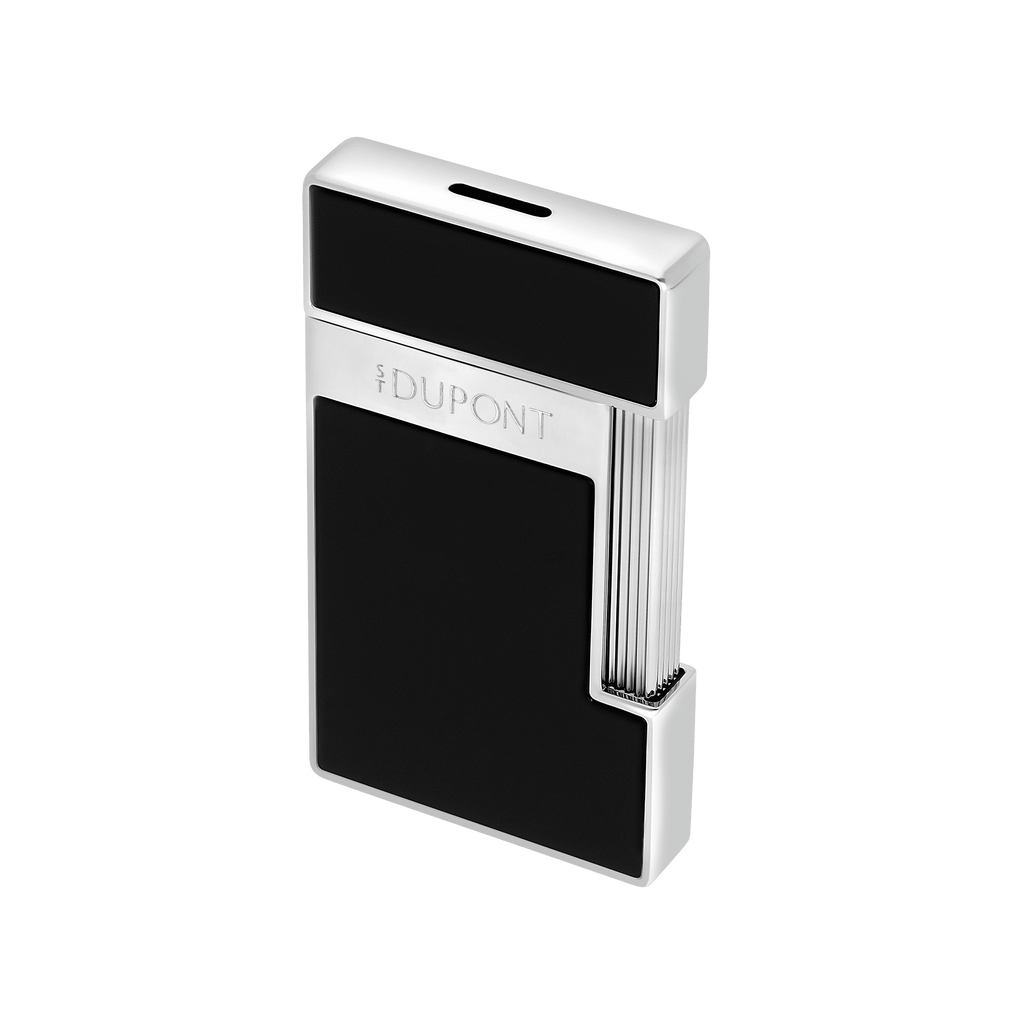 S. T. Dupont SLIMMY  Lighter  Black Lacquer & Silver 028221