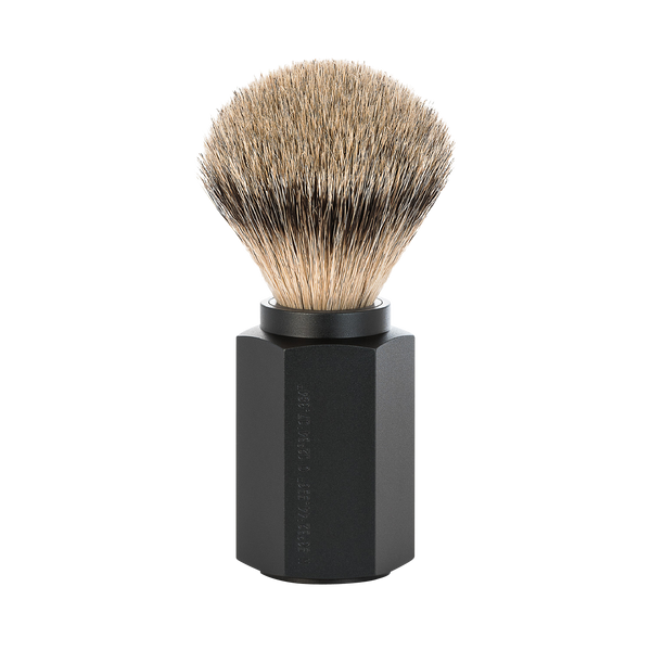 MUHLE - HEXAGON shaving brush, GRAPHITE, silvertip badger 091 M HXG GRAPHITE
