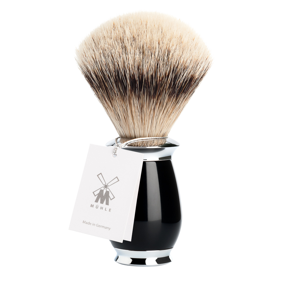 MUHLE - PURIST shaving brush, BLACK, silvertip badger 091 k 56