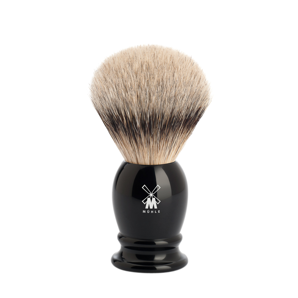 MUHLE - CLASSIC shaving brush, BLACK, silvertip badger 091 K 256