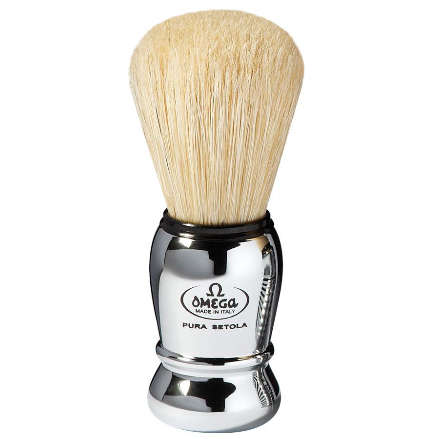 Omega Boar Bristle Shaving Brush With Chromed Plastic Handle