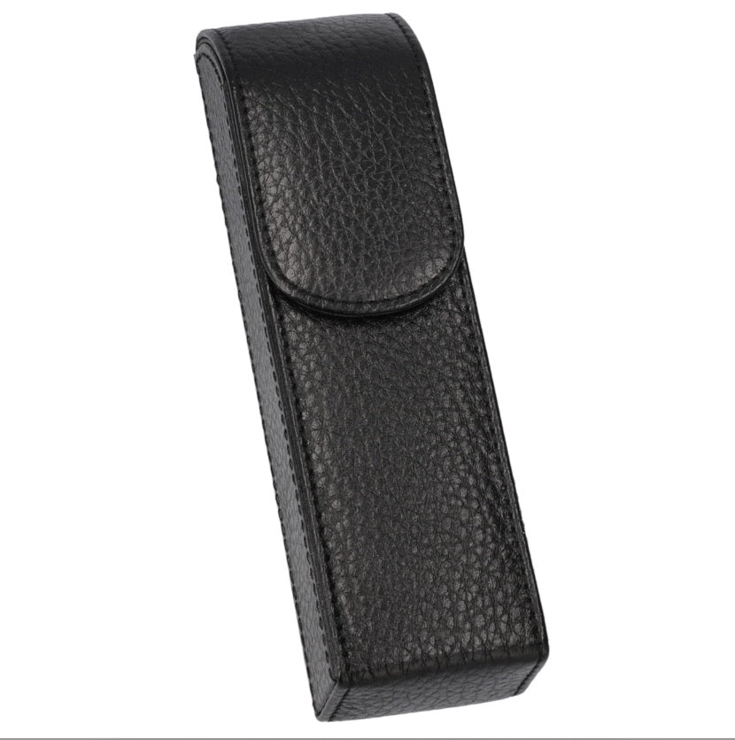 adorini pocket leather cigar case 2 cigars black, black yarn 1210