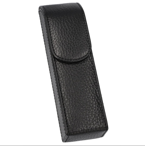 adorini pocket leather cigar case 2 cigars black, black yarn 1210