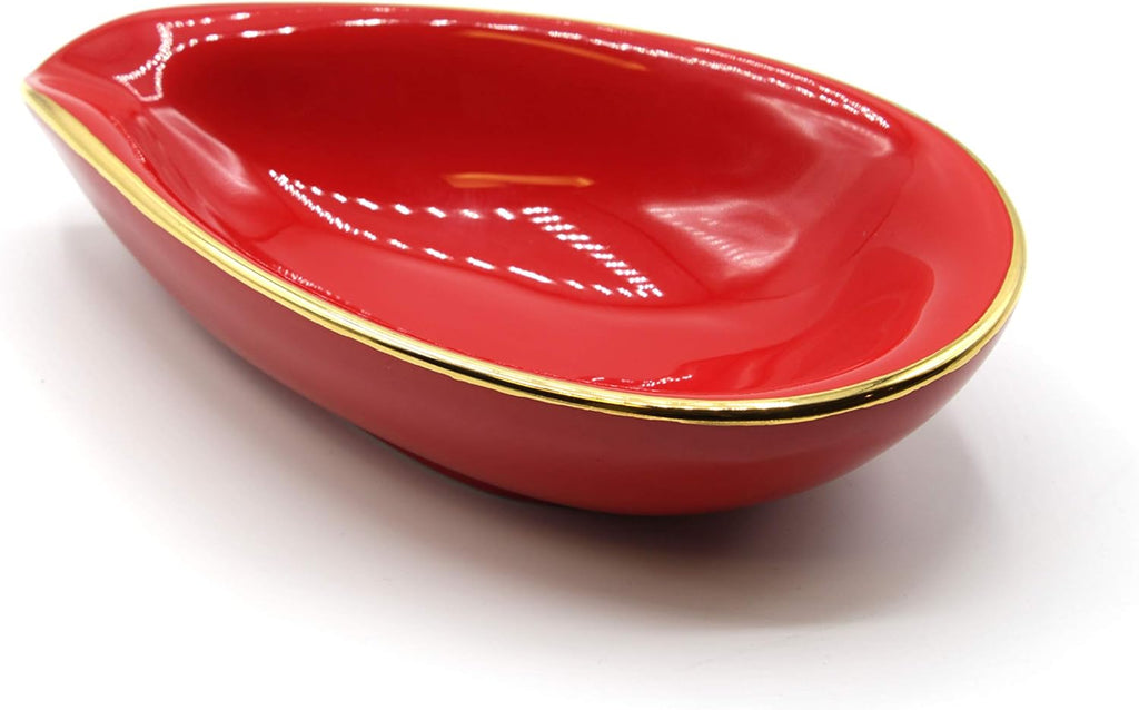 adorini ceramic cigar ashtray leaf red 11043