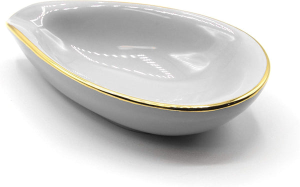 adorini ceramic cigar ashtray leaf white 11044