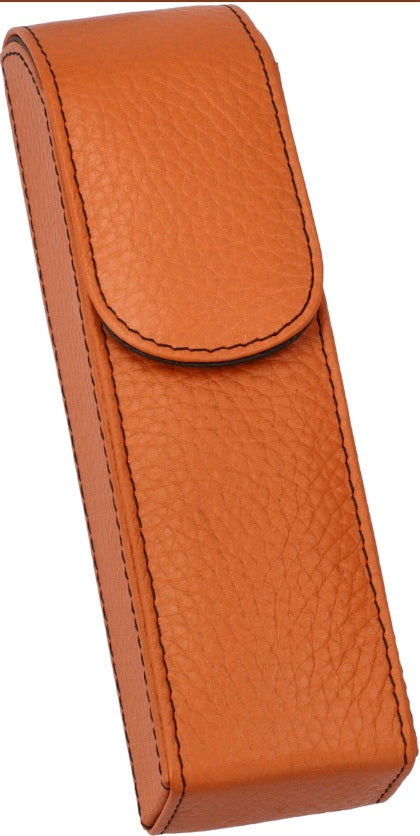 adorini pocket leather cigar case 2 cigars orange, black yarn 14987