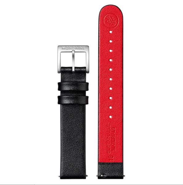 MONDAINE Black Vegan Grape Leather Watch Strap  16mm  FG3116.21Q.1