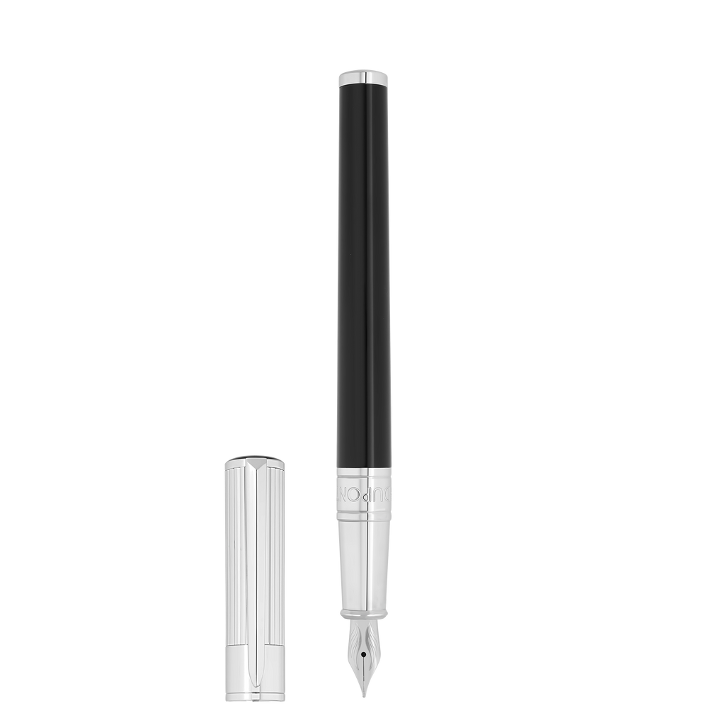 S.T. Dupont WI Initial Fountain Pen Black/Silver 270201
