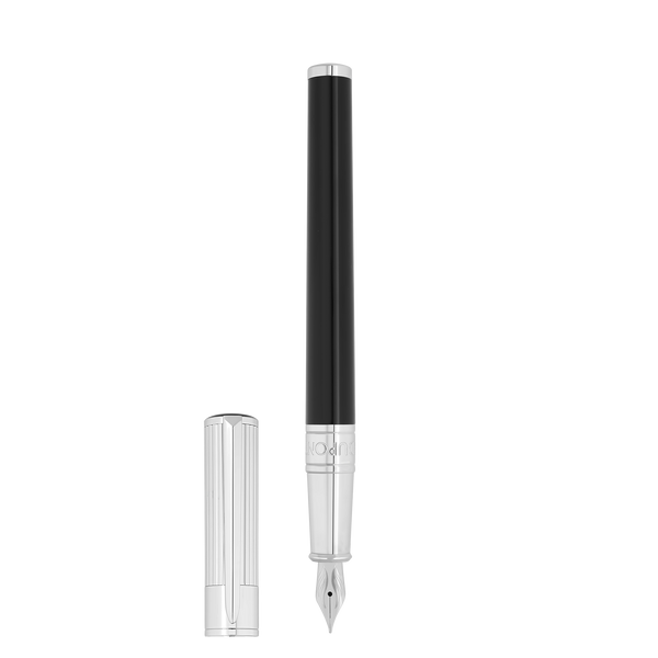 S.T. Dupont WI Initial Fountain Pen Black/Silver 270201
