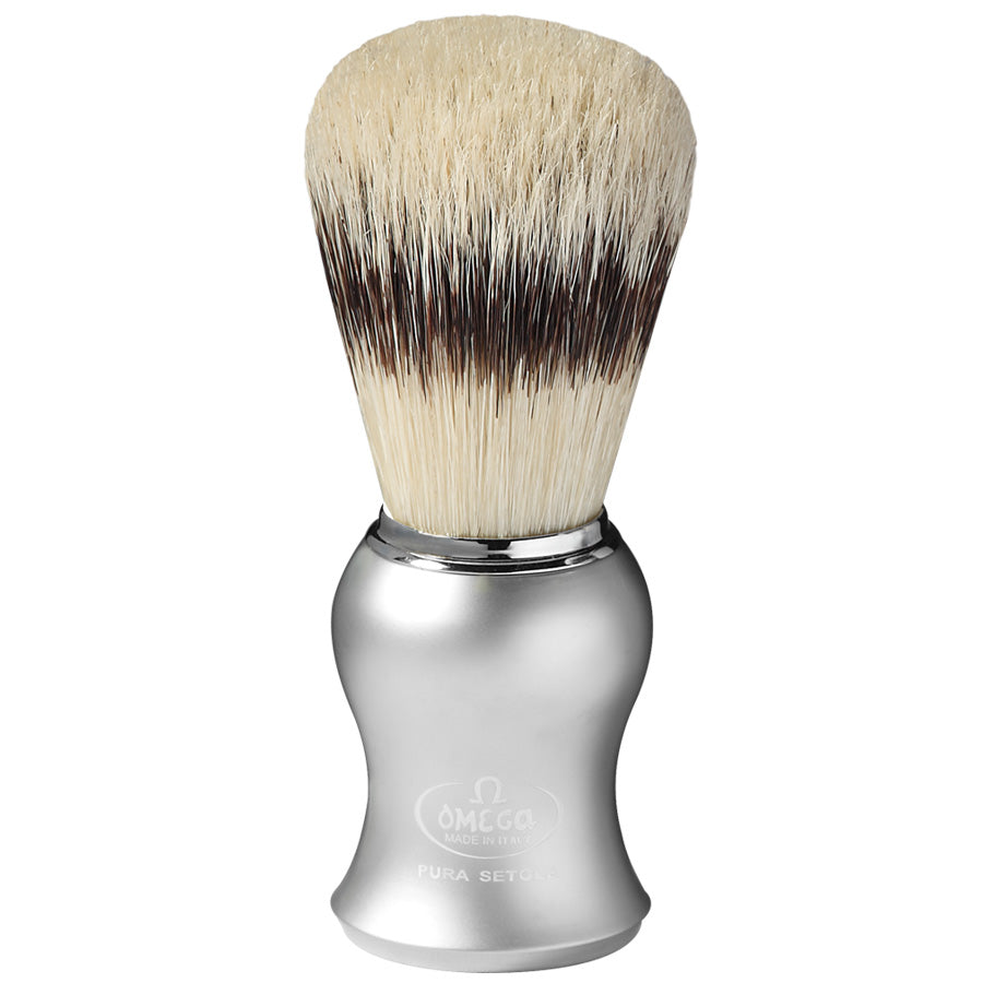 Omega Pure bristle shaving brush - badger effect - with stand