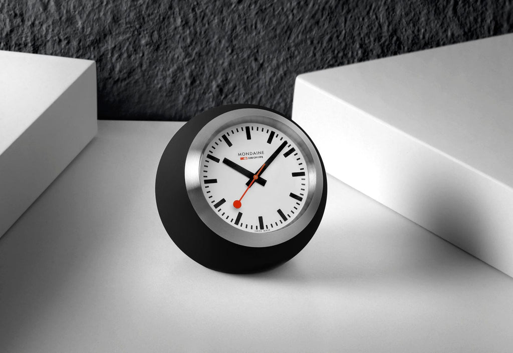 Mondaine TABLE CLOCK, 41MM, WHITE DIAL/BLACK BALL - A660.30335.16SBO