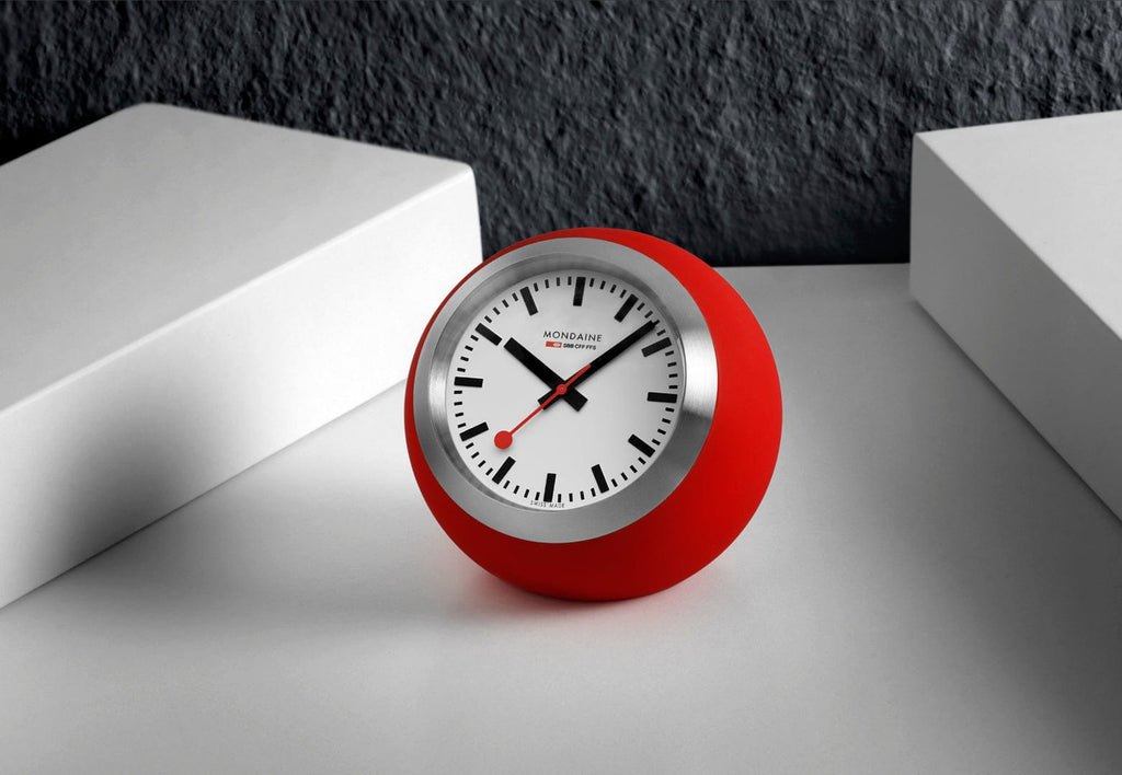 Mondaine TABLE CLOCK, 41MM, WHITE DIAL/RED BALL - A660.30335.16SBP