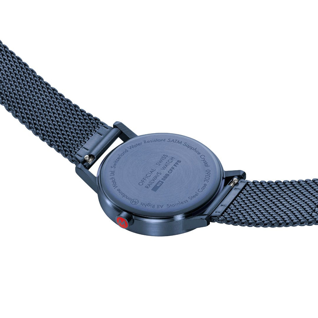 MONDAINE CLASSIC,40MM, IP Blue Stainless Steel Mesh strap Watch  A660.30360.1BSBM