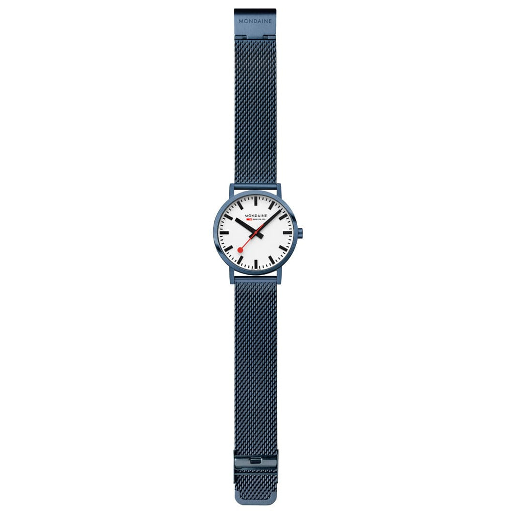 MONDAINE CLASSIC,40MM, IP Blue Stainless Steel Mesh strap Watch  A660.30360.1BSBM