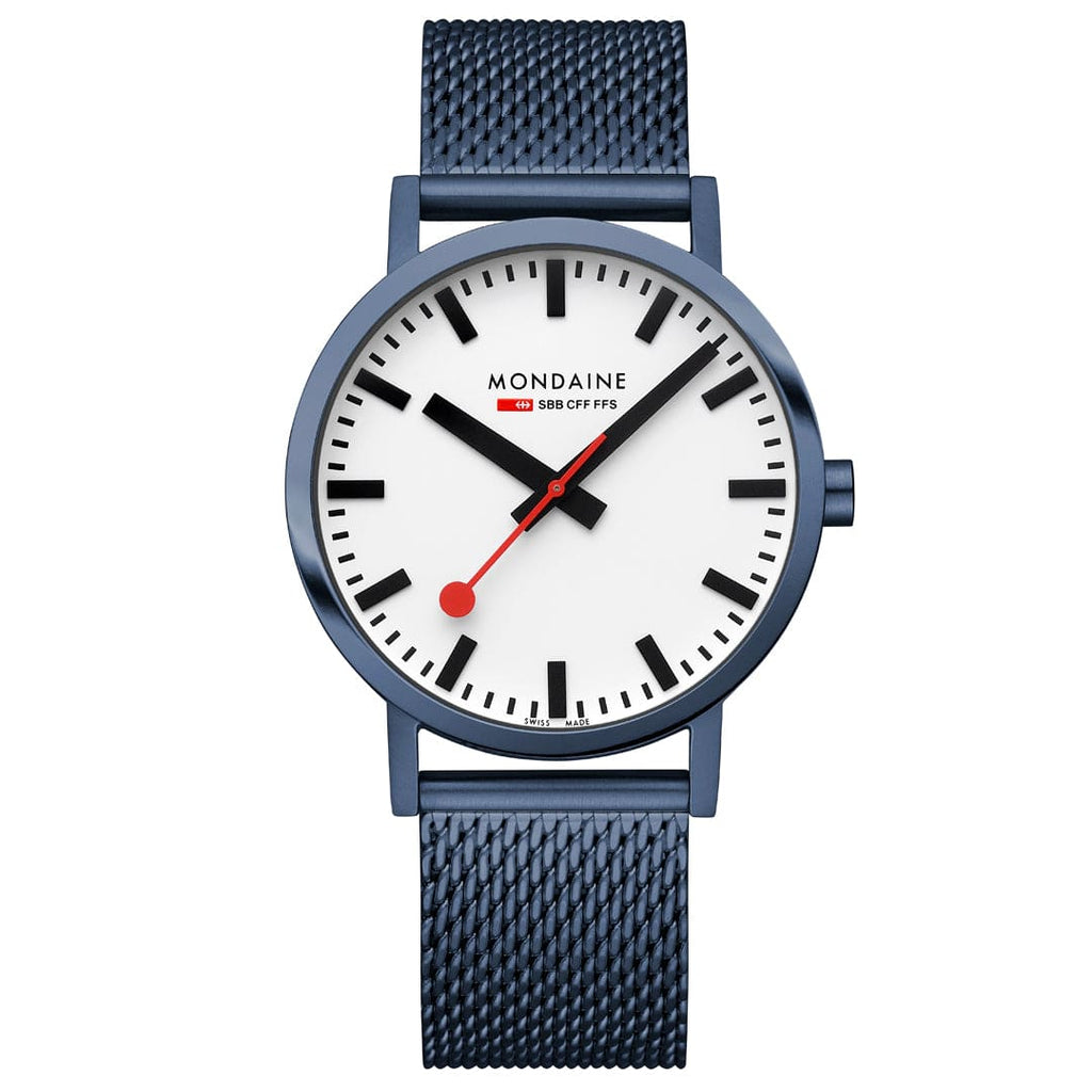 MONDAINE CLASSIC,40MM, IP Blue Stainless Steel Mesh strap Watch  A660.30360.1BSBM