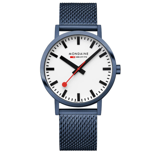 MONDAINE CLASSIC,40MM, IP Blue Stainless Steel Mesh strap Watch  A660.30360.1BSBM