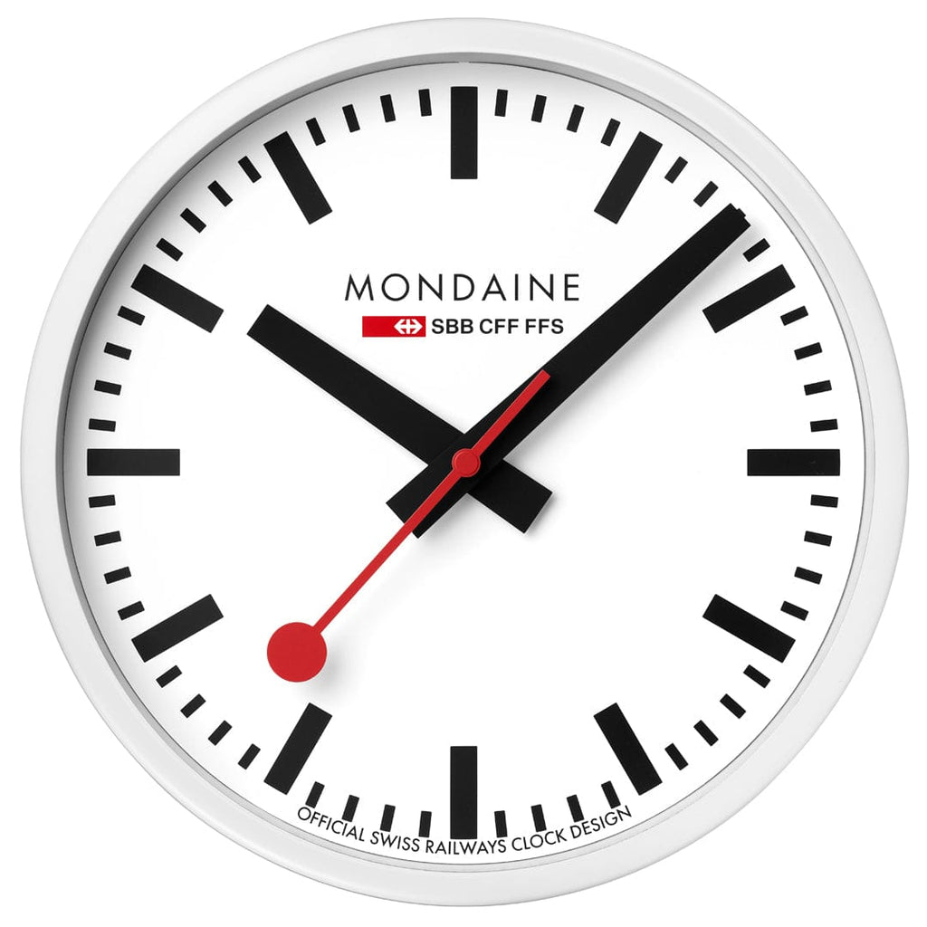 Mondaine Wall Clock Matte White Frame 25 cm A990.CLOCK.10SBB
