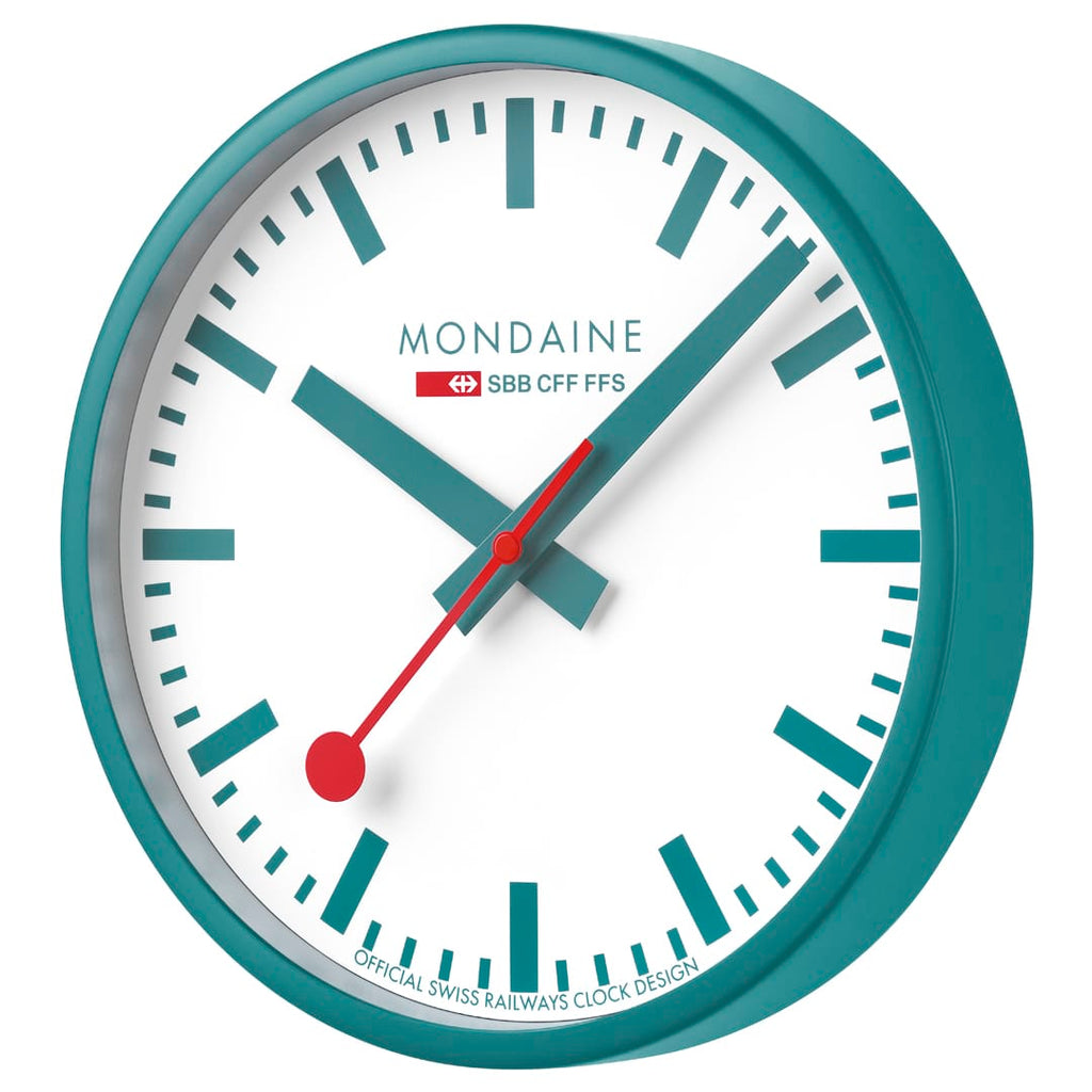 Mondaine Wall Clock Transformative Teal Frame 25 cm A990.CLOCK.10SBD