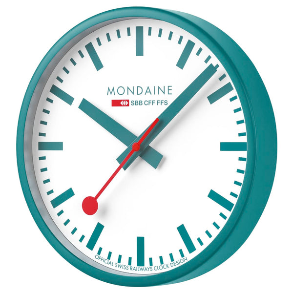 Mondaine Wall Clock Transformative Teal Frame 25 cm A990.CLOCK.10SBD