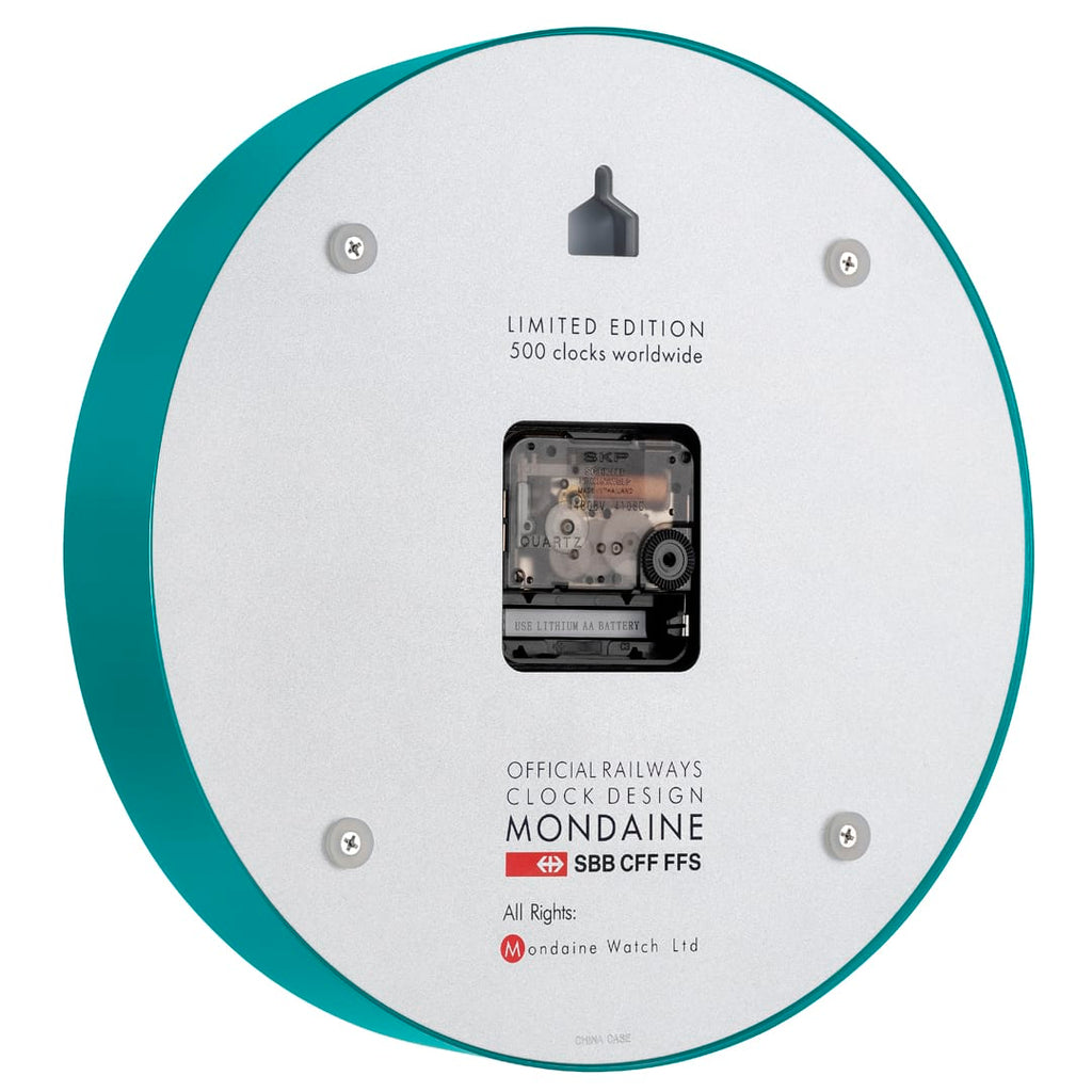 Mondaine Wall Clock Transformative Teal Frame 25 cm A990.CLOCK.10SBD