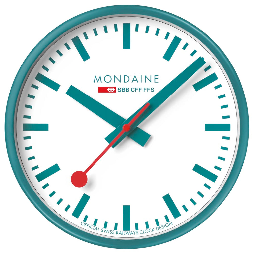 Mondaine Wall Clock Transformative Teal Frame 25 cm A990.CLOCK.10SBD
