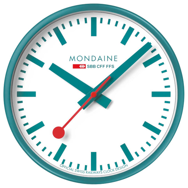 Mondaine Wall Clock Transformative Teal Frame 25 cm A990.CLOCK.10SBD