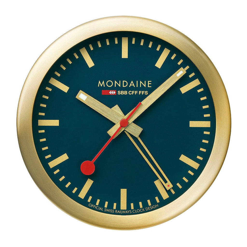 Mondaine TABLE CLOCK, 125MM, DEEP OCEAN BLUE & GOLD-A997.MCAL.46SBG