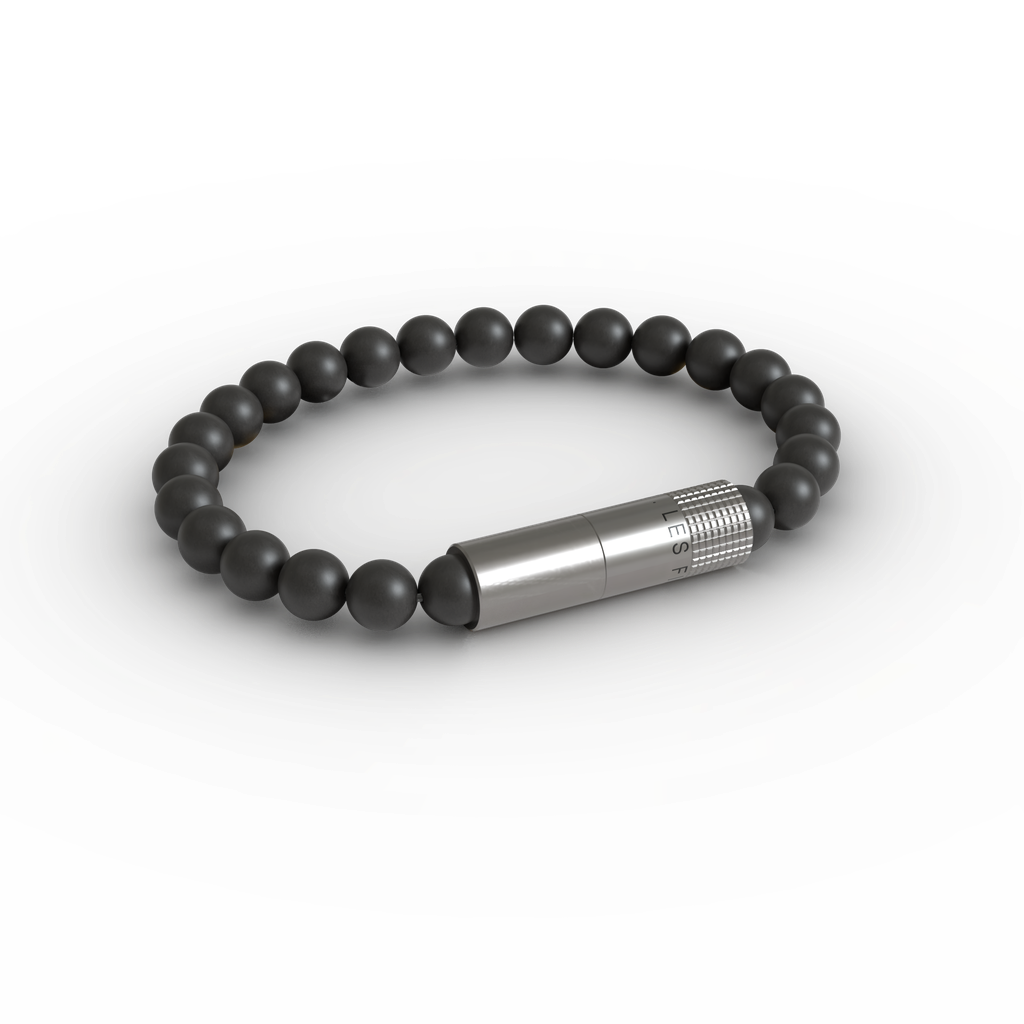 LES FINES LAMES - PUNCH BRACELET - Onyx Matte Elastic