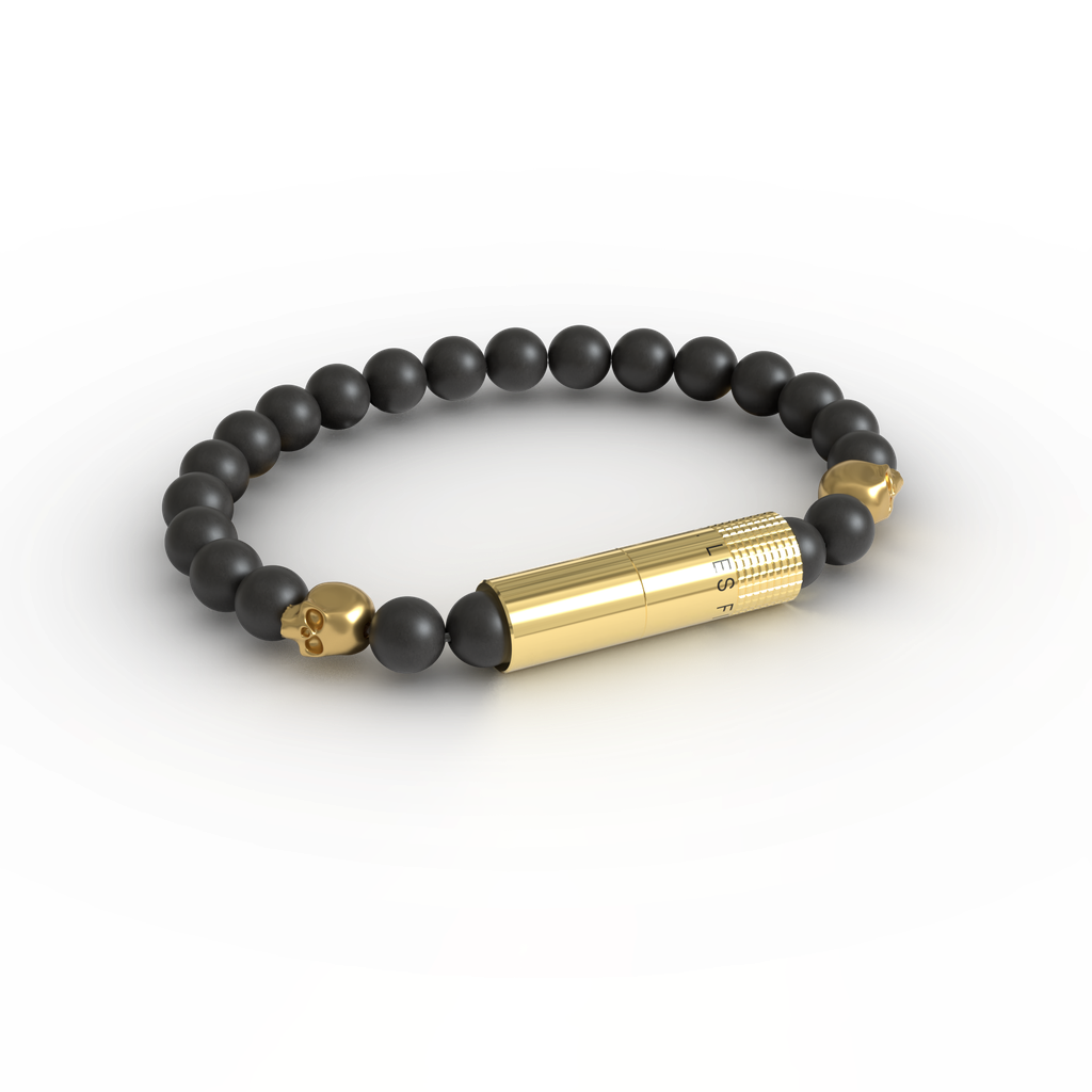 LES FINES LAMES - PUNCH BRACELET - Oscuro Gold Skull II Elastic