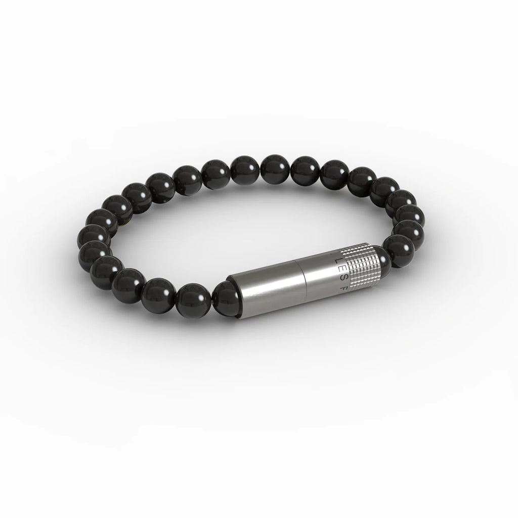 LES FINES LAMES - PUNCH BRACELET - Onyx Noir 8mm Elastic