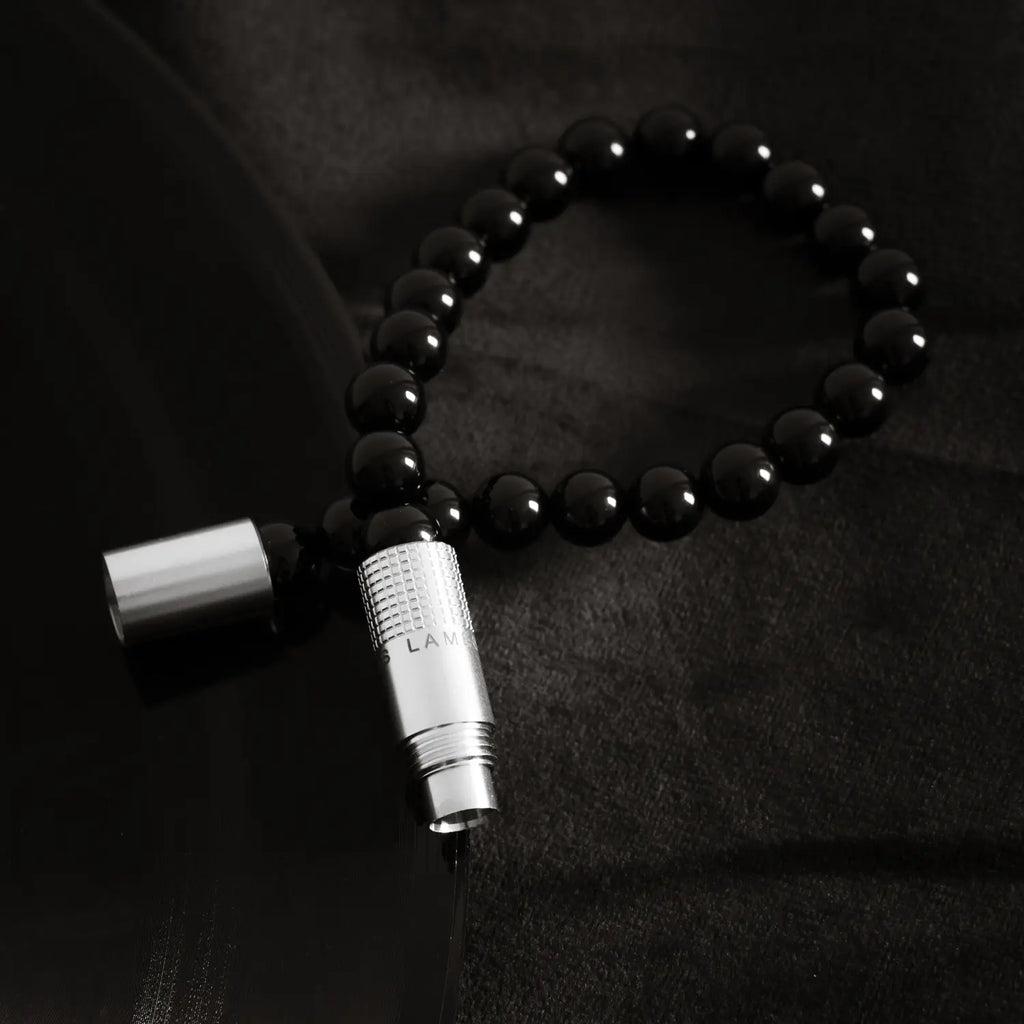 LES FINES LAMES - PUNCH BRACELET - Onyx Noir 8mm Elastic