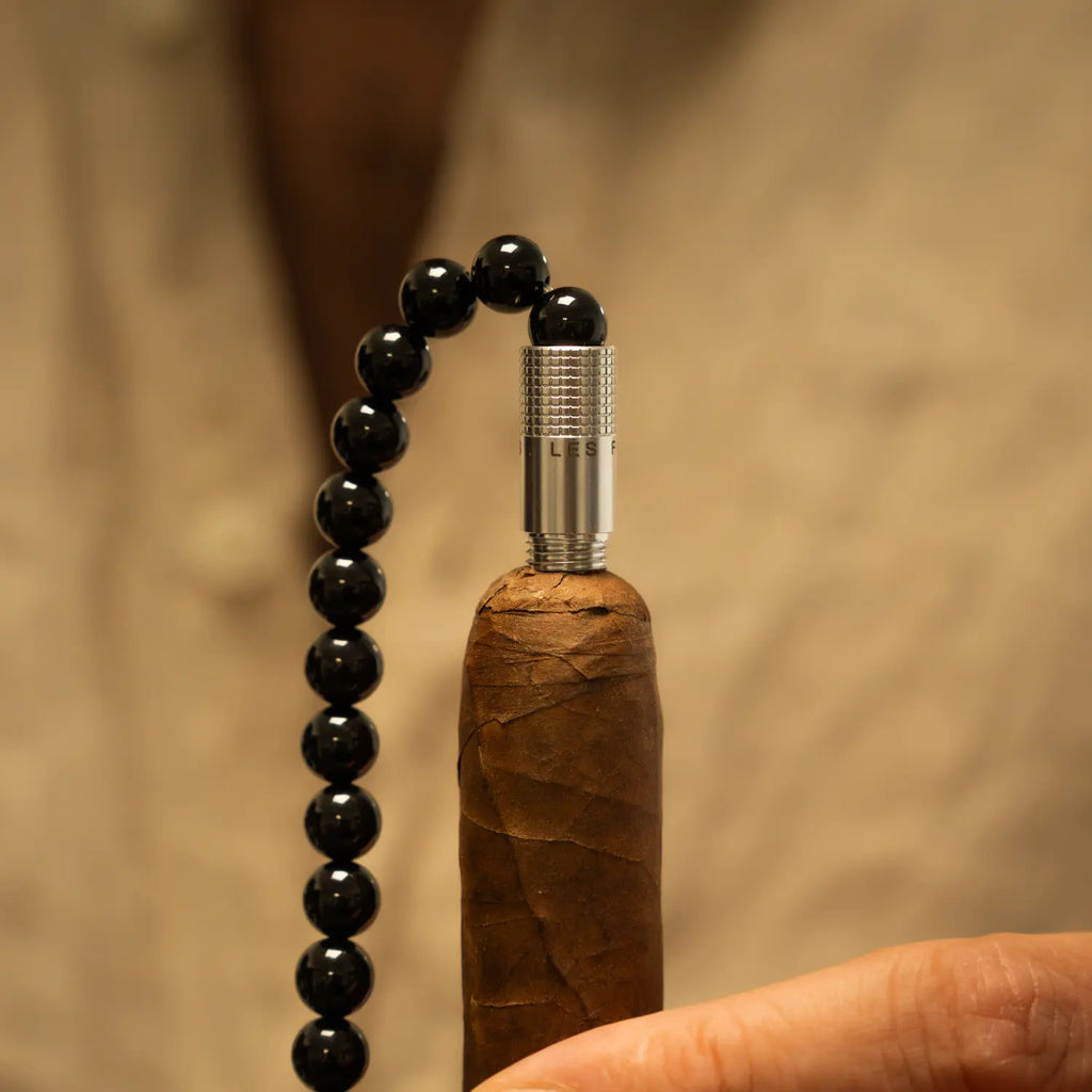 LES FINES LAMES - PUNCH BRACELET - Onyx Noir 8mm Elastic