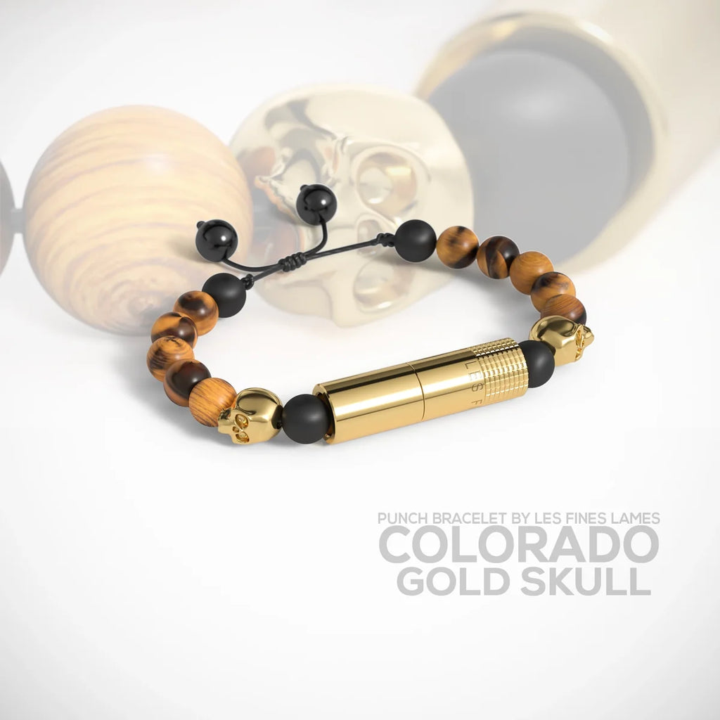 LES FINES LAMES - PUNCH BRACELET - Colorado Gold Skull  ADJUSTABLE