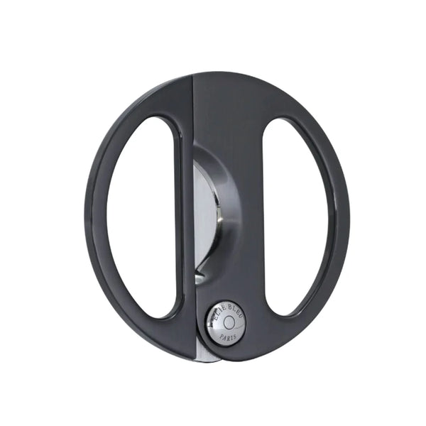 Elie Bleu - Cigar Cutter: C-2 Round, Stainless Steel, Polished Black IP, Polished Silvertone Button EBC2005