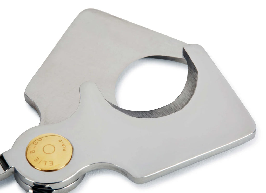Elie Bleu - Cigar Cutter: C-3 Polished Stainless Steel, Gold IP Button EBC3001