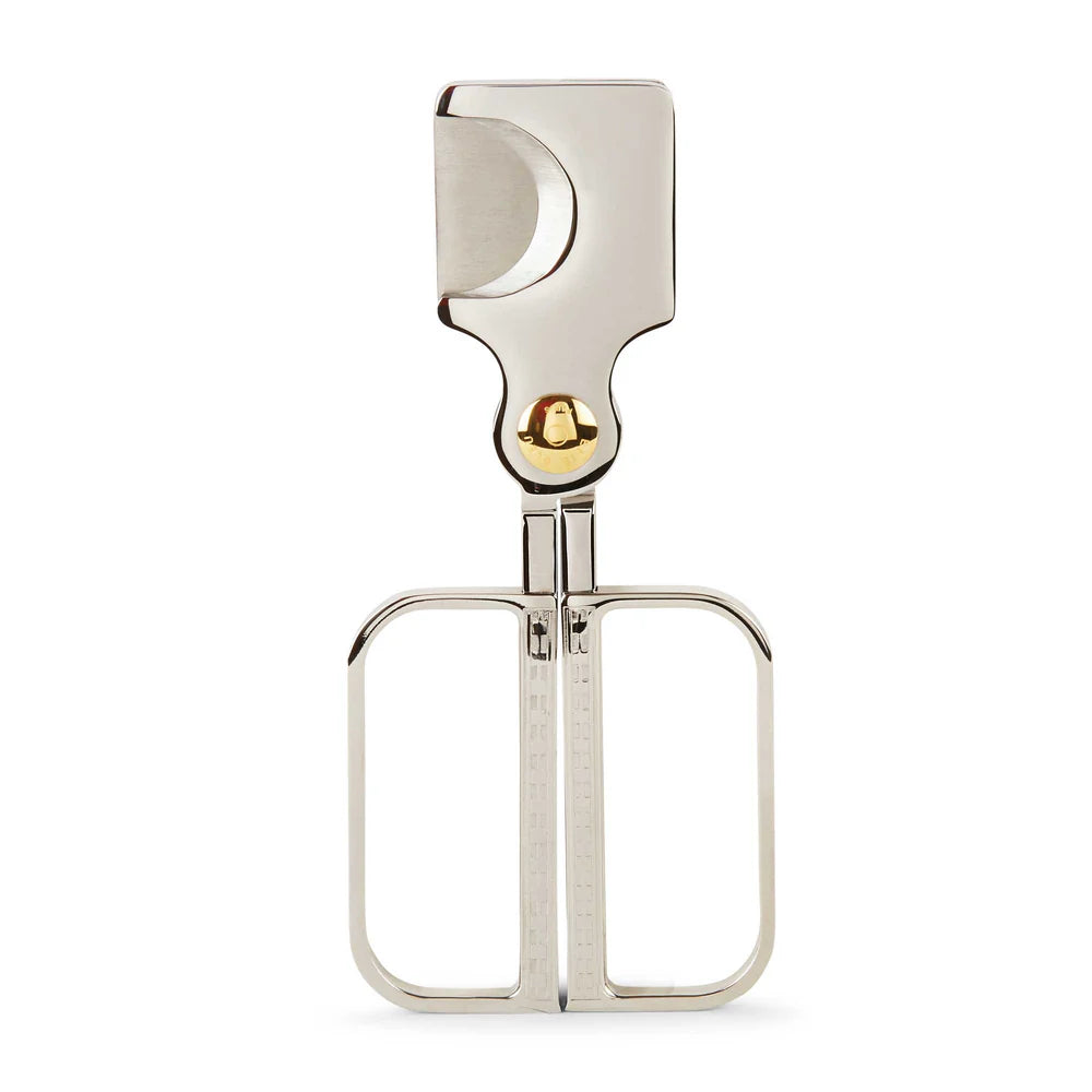 Elie Bleu - Cigar Cutter: C-3 Polished Stainless Steel, Gold IP Button EBC3001