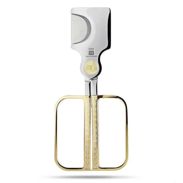 Elie Bleu - Cigar Cutter - C3 Polished Stainless Steel Blade, Gold IP Button and Handles Cigar Scissor EBC3003