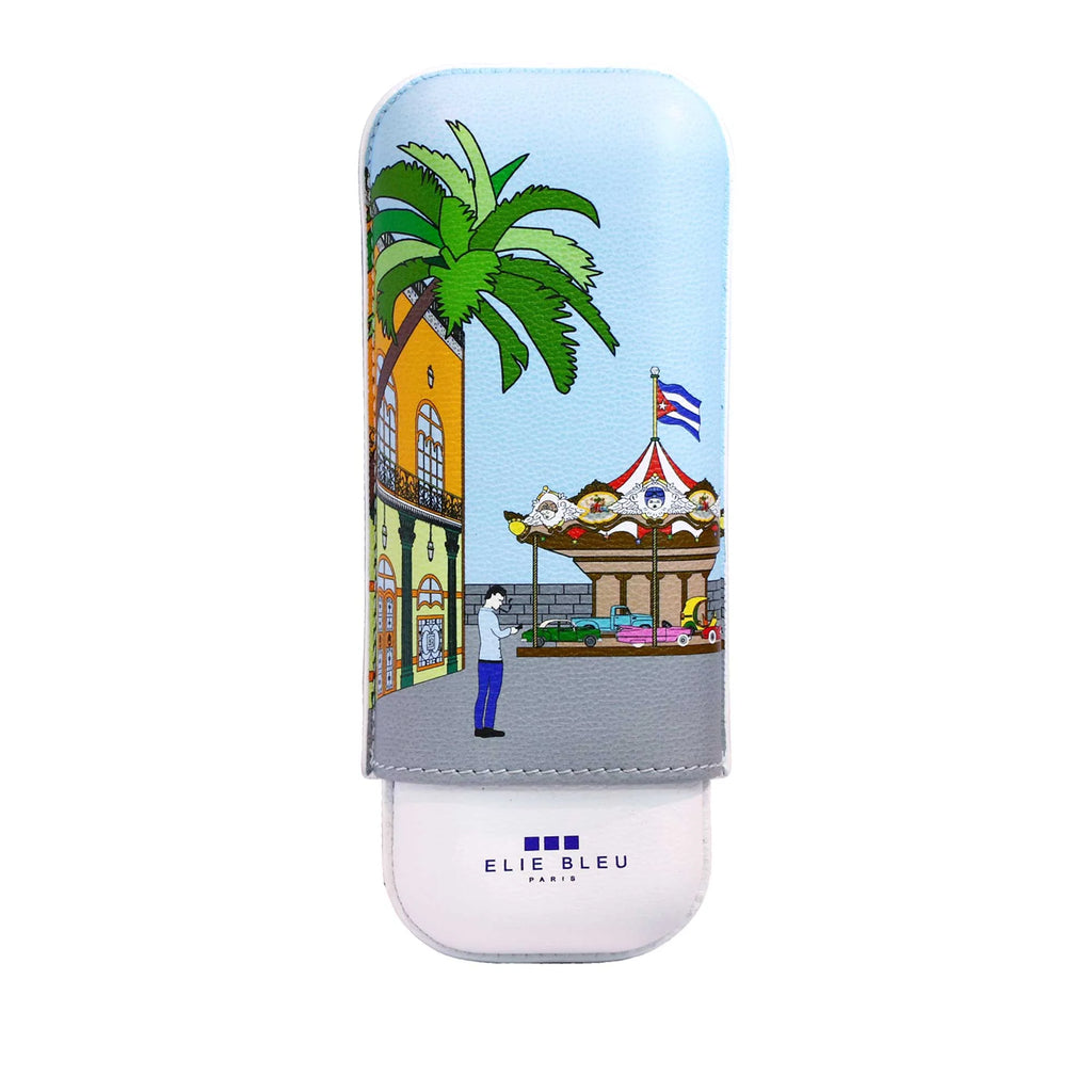 Elie Bleu - Casa Cubana "Carrousel"  Leather Case 2 cigars EG20CUCC23