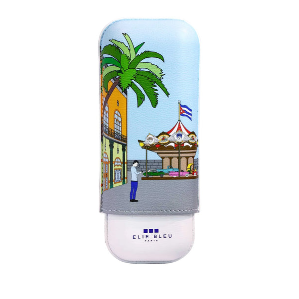 Elie Bleu - Casa Cubana "Carrousel"  Leather Case 2 cigars EG20CUCC23